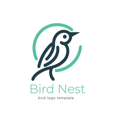 Bird company logo design template. Bird logo icon. Bird vector icon. Simple Line Logoのイラスト素材
