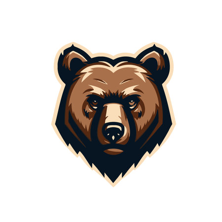 Bear head mascot logo template vector illustration. Suitable for team logo, badge, patch, sticker, label, sign, web. esport logo designのイラスト素材