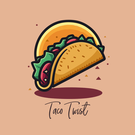 Taco vector illustration. Fast food icon. Taco logo. Taco icon. cartoon flat styleのイラスト素材