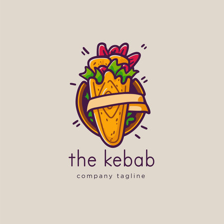 Vector logo template for restaurant, cafe, bar, fast food. Doner kebab. cartoon flat styleのイラスト素材