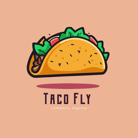 Taco logo template. Vector illustration of taco icon. Mexican food. cartoon flat styleのイラスト素材