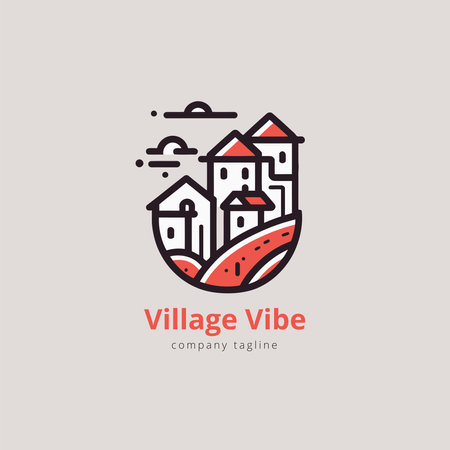 cottage simple logo design template. village logo vector illustration design. travel vacation city attraction logoのイラスト素材