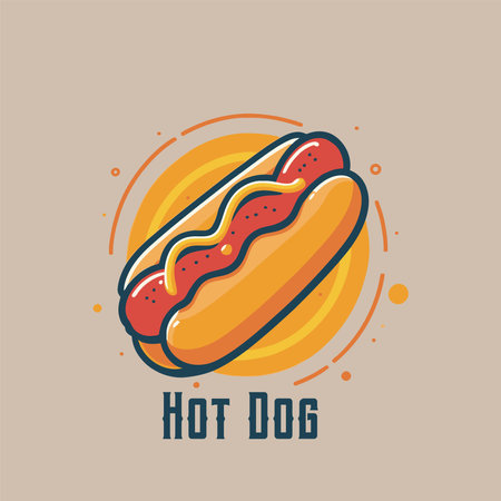 Vector Hotdog Logo Design in a Playful Cartoon Style for Brandingのイラスト素材