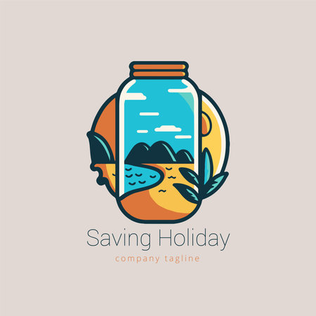 vector illustration bottle message beach travel logo. summer vacation logo. vector illustrationのイラスト素材