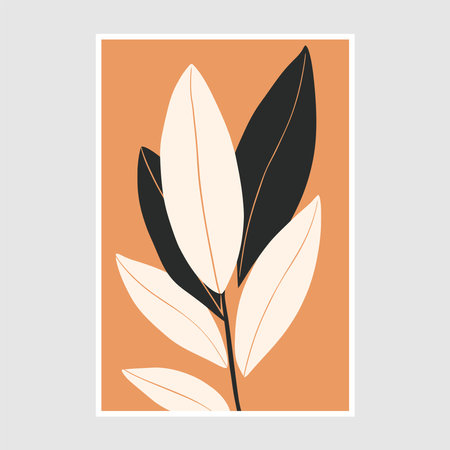 Eucalyptus leaves on orange background. Vector illustration.wall art printのイラスト素材