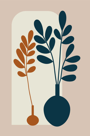 Bouquet of leaves in a vase. Vector illustration.のイラスト素材