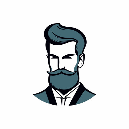 Vector illustration of a hipster with mustache and beard in vintage style.のイラスト素材