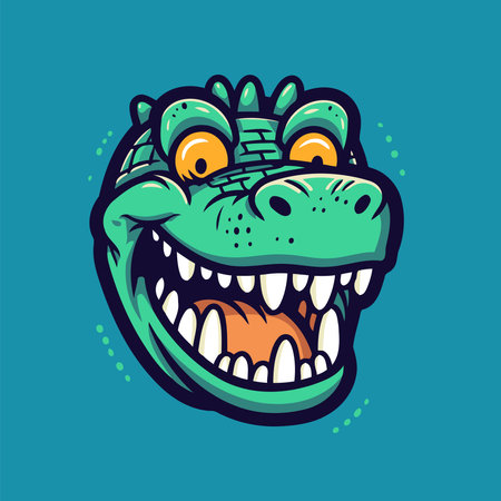 Funny crocodile head. Vector illustration. Design for t-shirt, poster or print. Logo Design Templateのイラスト素材
