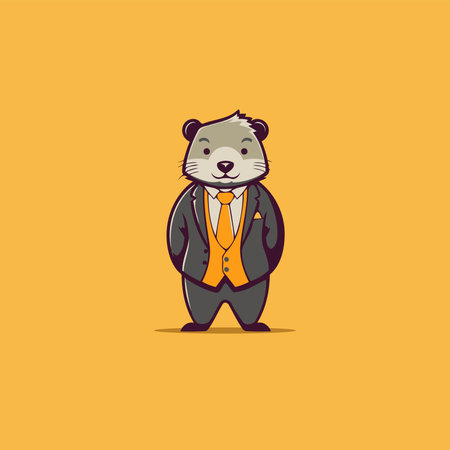 Cute hamster in a suit and tie. Vector illustration.のイラスト素材