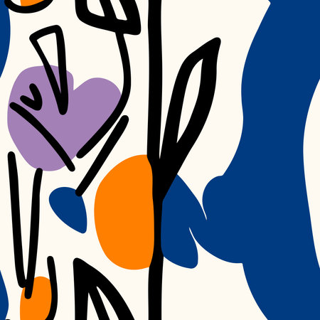 Seamless pattern with abstract hand drawn shapes. Vector illustration.のイラスト素材