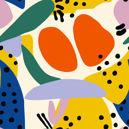 Seamless pattern with abstract hand drawn doodle elements.のイラスト素材