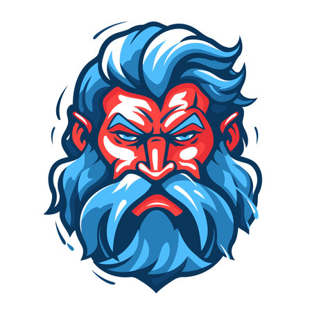 Mascot template for sport team.  illustration of angry man with beard and mustaches.のイラスト素材