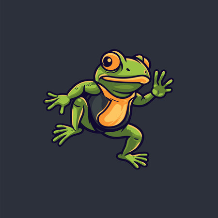 Frog mascot logo design template. Vector illustration of frog icon.のイラスト素材