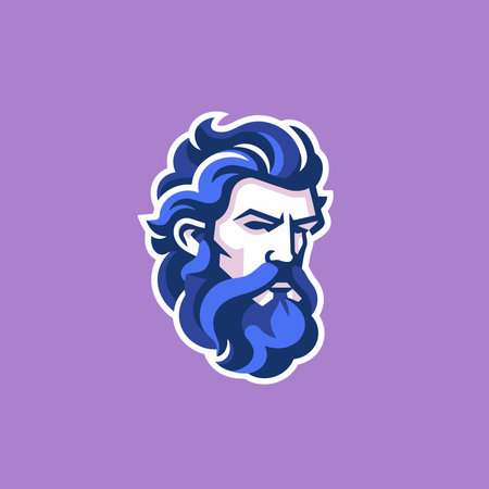 Hipster face with beard and mustache. Vector logo template.のイラスト素材
