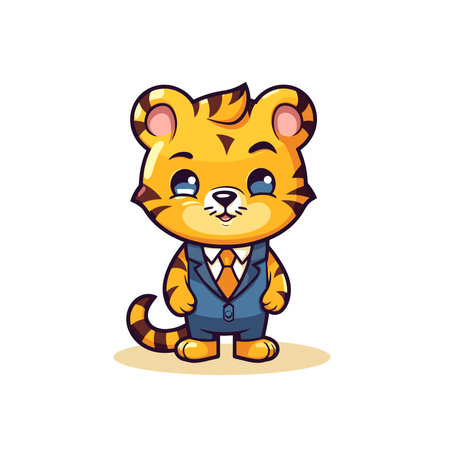 Cute cartoon tiger character in business suit. Vector illustration isolated on white background.のイラスト素材