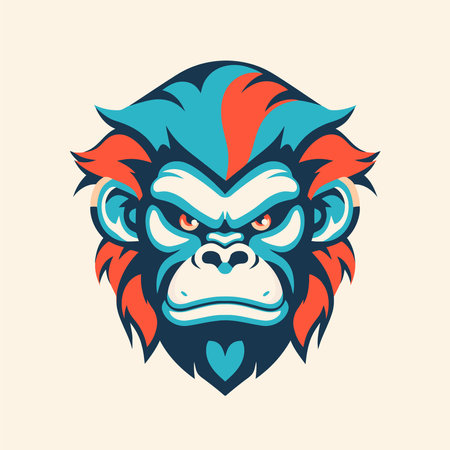 Gorilla head mascot logo vector illustration. This illustration can be used as a print on t-shirts and bags, stationary or as a poster.のイラスト素材