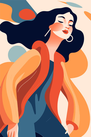 Beautiful girl with long hair. Vector illustration in flat style.のイラスト素材