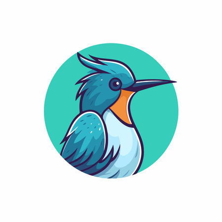 Kingfisher logo template. Vector illustration of a colorful bird.のイラスト素材