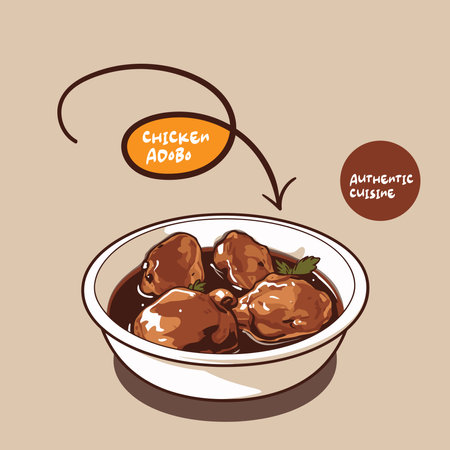 chicken meatballs in curry sauce in bowl. vector illustration.のイラスト素材