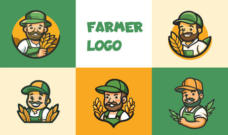 Farmer logo set. Vector illustration of farmer logo set for your designのイラスト素材