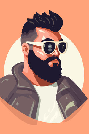 Vector illustration of a hipster man with a beard in sunglasses.のイラスト素材