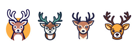 Deer icon set. Cartoon illustration of deer vector icons for web designのイラスト素材