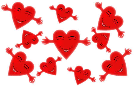 Happy hearts on white backgroundの写真素材