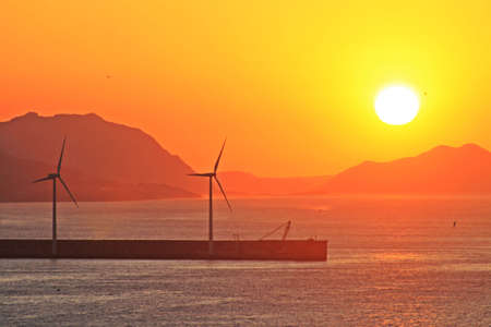 Two windmillsの写真素材