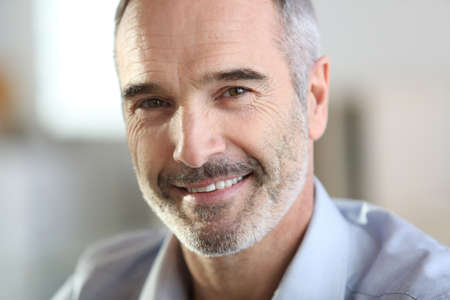 Closeup Of Handsome Senior Man With Grey Hair Royalty Free Images