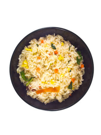 This is a Fried rice in black Bowlの写真素材