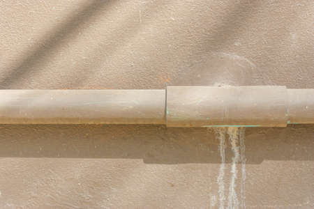 This is a Plastic Pipe on wall, Use for house water systemの写真素材