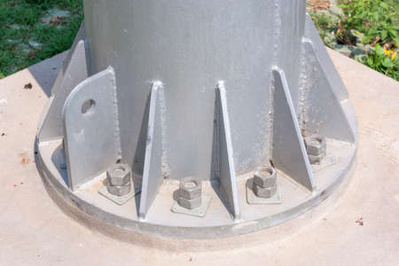 light pole on concrete baseの写真素材