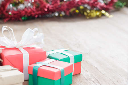 gift box  on left side and copy space on right side of imageの写真素材