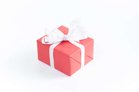 red gift box on white backgroundの写真素材