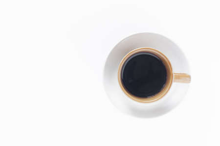 coffee cup on white background with copy space at left sideの写真素材