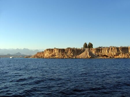 Deserted steep coast of the Red seaの写真素材