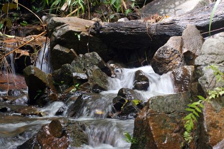 cascade waterfall in the wild tropical forestの写真素材