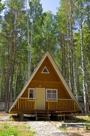Small tourist house in the forestの写真素材
