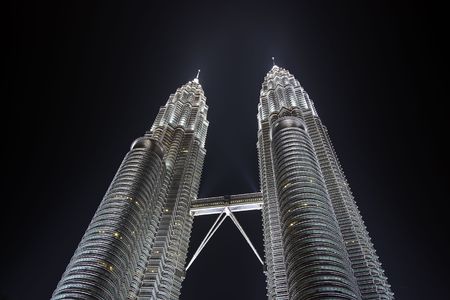 Petronas Towers at night. Kuala Lumpur cityのeditorial素材