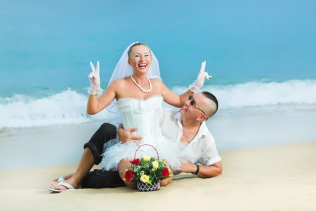 Wedding on the tropical beachの写真素材