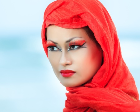 Portrait of a beautiful asian woman with makeupの写真素材