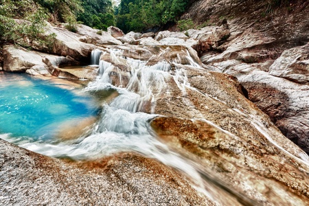 Beautiful waterfall at summer sunny day. Vietnamの写真素材