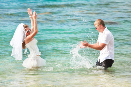 Wedding on the tropical beachの写真素材