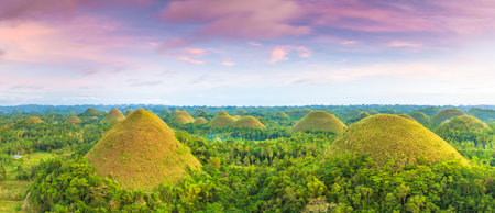 View of The Chocolate Hills  Bohol, Philippinesの写真素材