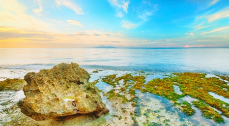 Beautiful seascape  Stone on the foreground  Philippines