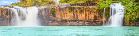 Beautiful Dry Sap waterfall in Vietnam. Panorama