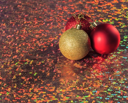 Christmas decorations on abstract backgroundの写真素材