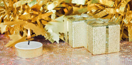 Christmas decorations on abstract backgroundの写真素材