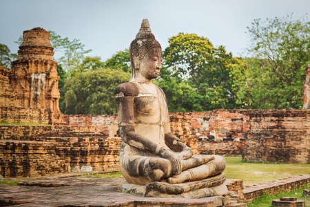 Buddha statue in Wat Mahatat. Ayutthaya historical park.の写真素材