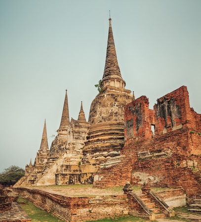 Three stupas in Wat Phra Si Sanphet. Ayutthaya historical park.の写真素材
